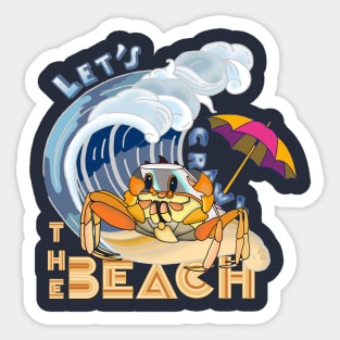 Surfboarding Crab Retro Beach Sticker